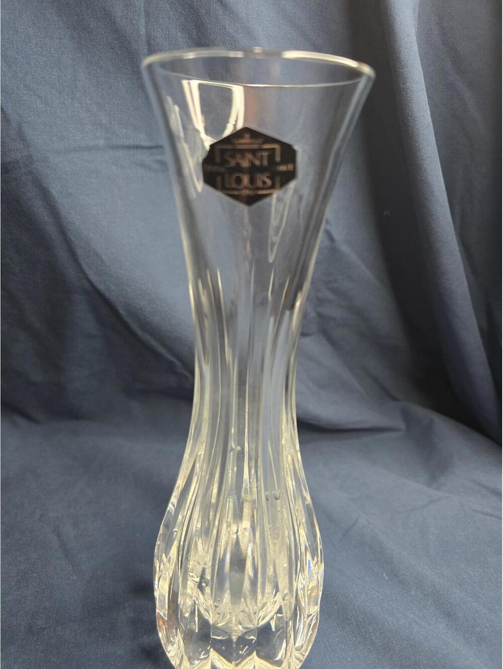 Elegant Vintage Saint Louis Crystal Vase 10" Heavy